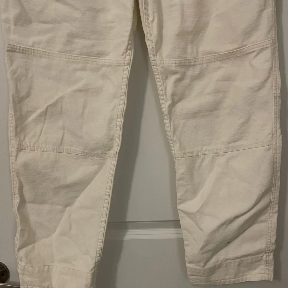 Free People Utility Boyfriend Stylish Cream White Pants